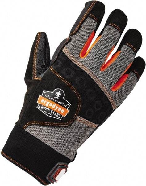 Ergodyne - Size S (7) Polyester Blend Work Gloves - Palm & Fingers Coated, Hook & Loop Cuff, Full Fingered, Black, Paired - USA Tool & Supply