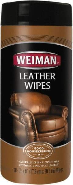 Weiman - Wipes Leather Cleaner - Unscented, Canister Container - USA Tool & Supply