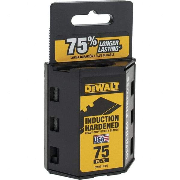 DeWALT - 75 Piece, Carbon Steel, Knife Blade - 2-7/16" Long, 0.0235" Blade Thickness - USA Tool & Supply