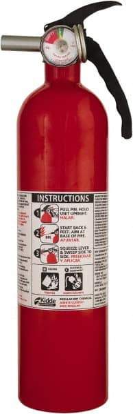 Kidde - 2.9 Lb, 10-B:C Rated, Dry Chemical Fire Extinguisher - 3-1/4" Diam x 13-3/4" High, 100 psi, 12' Discharge in 12 sec, Seamless Aluminum Cylinder - USA Tool & Supply