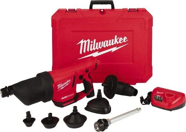 Milwaukee Tool - 12V Lithium-Ion Battery Battery Drain Cleaning Machine - For 1" to 4" Pipe - USA Tool & Supply