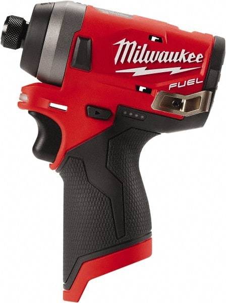 Milwaukee Tool - 1/4" Drive 12 Volt Pistol Grip Cordless Impact Wrench & Ratchet - 3,300 RPM, 0 to 4,000 BPM, 1,300 Ft/Lb Torque, Lithium-Ion Batteries Not Included - USA Tool & Supply