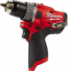 Milwaukee Tool - 12 Volt 1/2" All-Metal Keyless Ratcheting Chuck Cordless Hammer Drill - 0 to 25,500 BPM, 0 to 1,700 RPM, Reversible - USA Tool & Supply