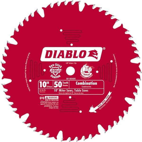 Freud - 10" Blade Diam, 50 Teeth, Carbide-Tipped Cold Saw Blade - 1" Arbor Hole Diam, 0.071" Blade Thickness - USA Tool & Supply