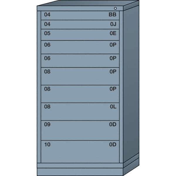 Lyon - 10 Drawer, Standard Eye-Level - Single Drawer Access Cabinet - Steel, 30" Wide x 28-1/4" Deep x 59-1/4" High, Dove Gray - USA Tool & Supply