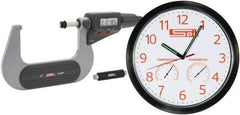 SPI - 2 to 3" Range, 0.00005" Resolution, Standard Throat IP54 Electronic Outside Micrometer - 0.0002" Accuracy, Friction Thimble, Carbide-Tipped Face, LR44 Battery, Includes NIST Traceable Certification of Inspection - USA Tool & Supply