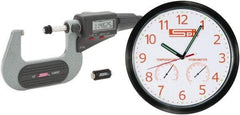 SPI - 1 to 2" Range, 0.00005" Resolution, Standard Throat IP54 Electronic Outside Micrometer - 0.00016" Accuracy, Friction Thimble, Carbide-Tipped Face, LR44 Battery, Includes NIST Traceable Certification of Inspection - USA Tool & Supply