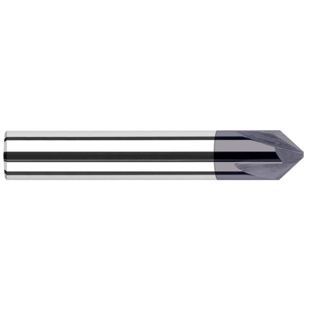 Harvey Tool - 1/8" Diam 90°/90° 4-Flute Single End Solid Carbide Chamfer Mill - Exact Industrial Supply