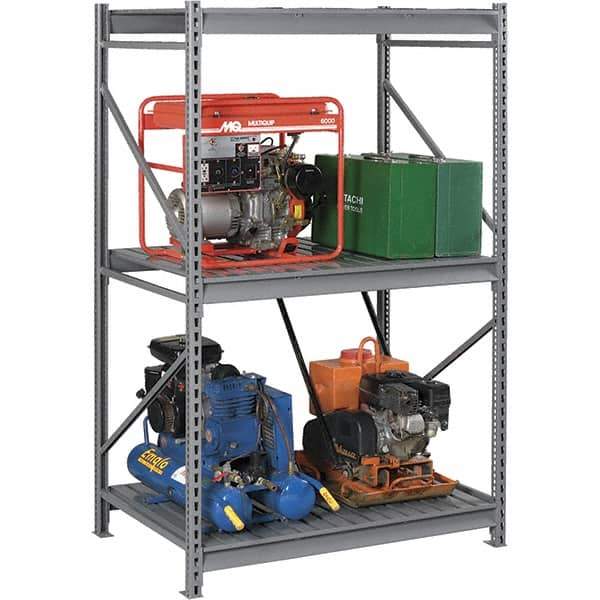 Tennsco - 3 Shelf Starter Steel Corrugated Deck Open Steel Shelving - 72" Wide x 72" High x 24" Deep, Medium Gray - USA Tool & Supply