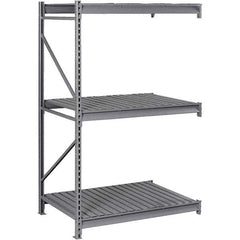 Tennsco - 3 Shelf Add-On Steel Corrugated Deck Open Steel Shelving - 72" Wide x 84" High x 48" Deep, Medium Gray - USA Tool & Supply