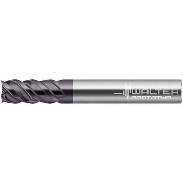 Walter-Prototyp - 8mm, 19mm LOC, 8mm Shank Diam, 80mm OAL, 4 Flute, Solid Carbide Square End Mill - TiAlN Finish, 50° Helix, Right Hand Cut, Right Hand Flute, Series MC326-A-L - USA Tool & Supply