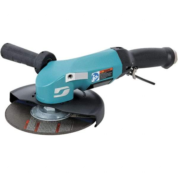 Dynabrade - 7" Wheel Diam, 8,500 RPM, Pneumatic Angle & Disc Grinder - 5/8-11 Spindle, 115 CFM, Adjustable Exhaust - USA Tool & Supply