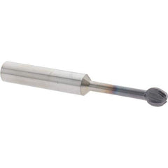 Accupro - 3/8" Diam, 0.349" LOC, 4 Flute Solid Carbide Ball End Mill - nACo Finish, Single End, 3" OAL, 3/8" Shank Diam, Undercutting - USA Tool & Supply
