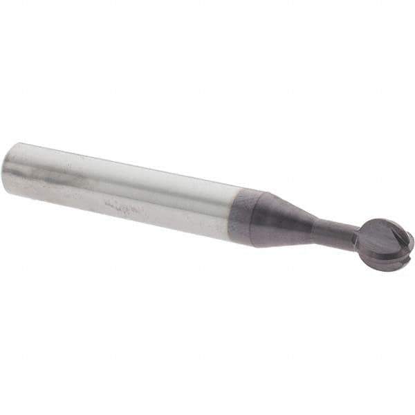 Accupro - 5/16" Diam, 0.291" LOC, 4 Flute Solid Carbide Ball End Mill - nACo Finish, Single End, 2-1/2" OAL, 5/16" Shank Diam, Undercutting - USA Tool & Supply