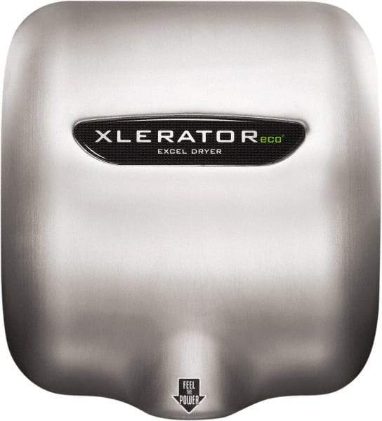 Excel Dryer - 500 Watt Silver Finish Electric Hand Dryer - 208/277 Volts, 2.2 Amps, 11-3/4" Wide x 12-11/16" High x 6-11/16" Deep - USA Tool & Supply