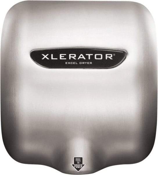 Excel Dryer - 1490 Watt Silver Finish Electric Hand Dryer - 110/120 Volts, 12.2 Amps, 11-3/4" Wide x 12-11/16" High x 6-11/16" Deep - USA Tool & Supply