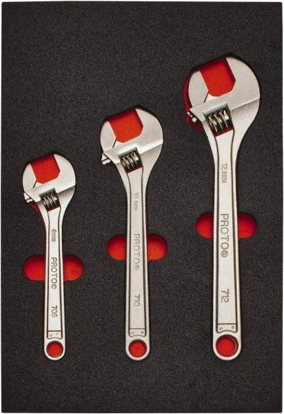 Proto - 3 Piece, 8" to 12", Spline Combination Wrench Set - Inch Measurement Standard, Satin Finish, Comes in Roll Pouch - USA Tool & Supply