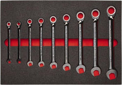 Proto - 9 Piece, 9/32" to 3/4", Spline Combination Wrench Set - Inch Measurement Standard, Black/Chrome Finish, Comes in Roll Pouch - USA Tool & Supply