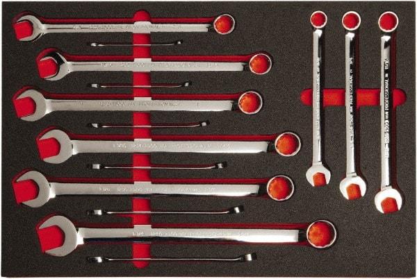 Proto - 15 Piece, 5/16" to 1-1/4", 12 Point Spline Combination Wrench Set - Inch Measurement Standard, Full Polish Finish, Comes in Roll Pouch - USA Tool & Supply