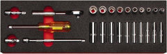 Proto - 25 Piece 1/4" Drive Chrome Finish Deep Well Socket Set - 6 Points, 3/16" to 9/16" Range, Inch Measurement Standard - USA Tool & Supply