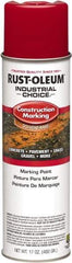 Rust-Oleum - 17 fl oz Red Paint & Primer - 400' Coverage at 1" Wide, Solvent Base Formula, >500 gL VOC - USA Tool & Supply