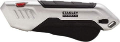 Stanley - Retractable Safety Utility Knife - 2.175" Steel Blade, Silver & Black Ergonomic Non-slip Grips Handle, 1 Blade Included - USA Tool & Supply