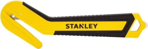 Stanley - Recessed/Concealed Fixed Blade Safety Cutter - 0.394" Steel Blade, Yellow & Black Bi-Material Handle, 1 Blade Included - USA Tool & Supply