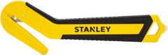 Stanley - Recessed/Concealed Fixed Blade Safety Cutter - 0.394" Steel Blade, Yellow & Black Bi-Material Handle, 1 Blade Included - USA Tool & Supply