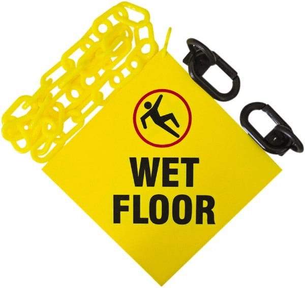 PRO-SAFE - 12' Long x 2" Wide Plastic Wet Floor Sign Kit - Yellow - USA Tool & Supply