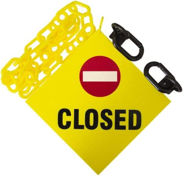 PRO-SAFE - 6' Long x 2" Wide Plastic Closed Sign Kit - Yellow - USA Tool & Supply