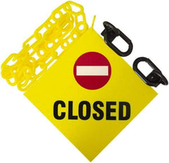 PRO-SAFE - 6' Long x 2" Wide Plastic Closed Sign Kit - Yellow - USA Tool & Supply