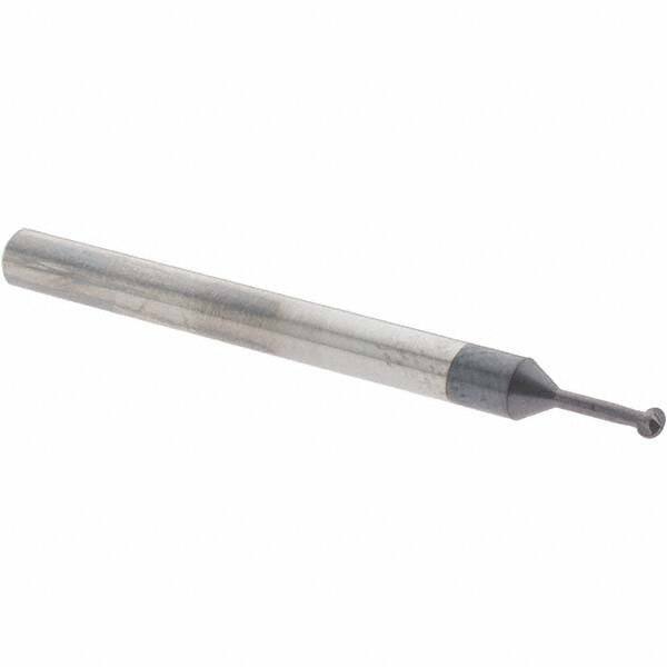 Accupro - 1/16" Diam, 0.053" LOC, 2 Flute Solid Carbide Ball End Mill - nACo Finish, Single End, 1-1/2" OAL, 1/8" Shank Diam, Undercutting - USA Tool & Supply