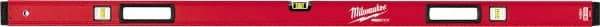 Milwaukee Tool - 59" Long 3 Vial Box Beam Level - Aluminum, Red, 1 Level & 2 Plumb Vials - USA Tool & Supply