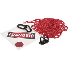 PRO-SAFE - 8" High Pedestrian Danger Sign Kit - 12' Long Plastic Rope - USA Tool & Supply
