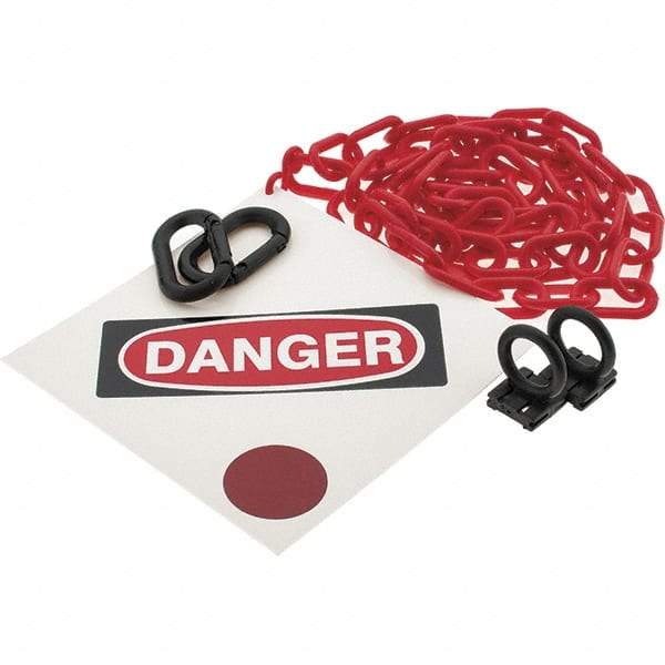 PRO-SAFE - 8" High Pedestrian Danger Sign Kit - 6' Long Plastic Rope - USA Tool & Supply