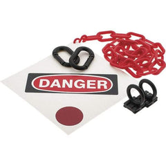 PRO-SAFE - 8" High Pedestrian Danger Sign Kit - 3' Long Plastic Rope - USA Tool & Supply