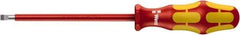 Wera - 4mm Blade Width, 9-3/4" OAL Slotted Screwdriver - 150mm Blade Length, Round Shank, Acetate with Rubber Grip Handle - USA Tool & Supply