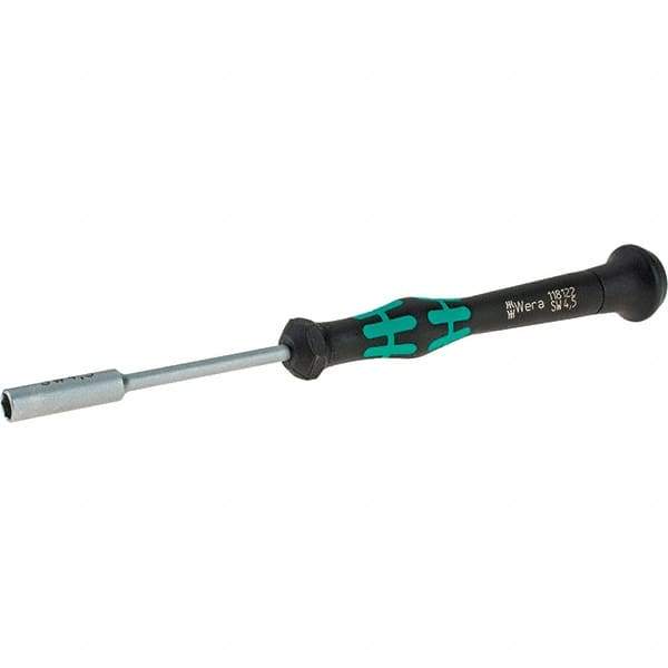 Wera - 4.5mm Solid Shaft Precision Nutdriver - Cushion Grip Handle, 6-1/4" OAL - USA Tool & Supply