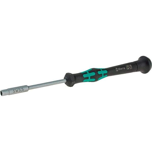 Wera - 3.5mm Solid Shaft Precision Nutdriver - Cushion Grip Handle, 6-1/4" OAL - USA Tool & Supply