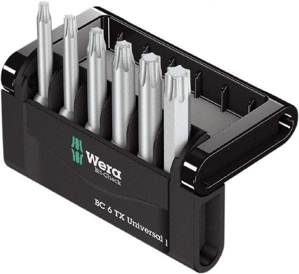 Wera - 6 Piece, 1/4" Drive Screwdriver Bit Set - T10 to T40 Torx - USA Tool & Supply