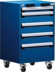 Rousseau Metal - 5 Drawer Steel Tool Roller Cabinet - 24" Wide x 39-1/8" High x 21" Deep, Ball Bearing Drawer Slides, Blue - USA Tool & Supply