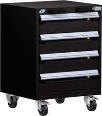 Rousseau Metal - 4 Drawer Steel Tool Roller Cabinet - 24" Wide x 33" High x 21" Deep, Ball Bearing Drawer Slides, Black - USA Tool & Supply