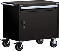 Rousseau Metal - 1 Drawer Steel Tool Roller Cabinet - 30" Wide x 35-1/8" High x 21" Deep, Ball Bearing Drawer Slides, Black - USA Tool & Supply