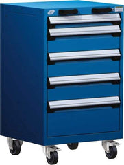 Rousseau Metal - 5 Drawer Steel Tool Roller Cabinet - 24" Wide x 39-1/8" High x 27" Deep, Ball Bearing Drawer Slides, Blue - USA Tool & Supply