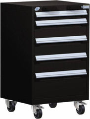 Rousseau Metal - 5 Drawer Steel Tool Roller Cabinet - 24" Wide x 39-1/8" High x 21" Deep, Ball Bearing Drawer Slides, Black - USA Tool & Supply