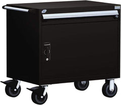 Rousseau Metal - 1 Drawer Steel Tool Roller Cabinet - 36" Wide x 35-1/8" High x 24" Deep, Ball Bearing Drawer Slides, Black - USA Tool & Supply