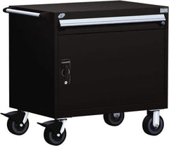 Rousseau Metal - 1 Drawer Steel Tool Roller Cabinet - 30" Wide x 35-1/8" High x 27" Deep, Ball Bearing Drawer Slides, Black - USA Tool & Supply