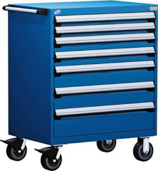 Rousseau Metal - 5 Drawer Steel Tool Roller Cabinet - 36" Wide x 45-1/2" High x 18" Deep, Ball Bearing Drawer Slides, Blue - USA Tool & Supply