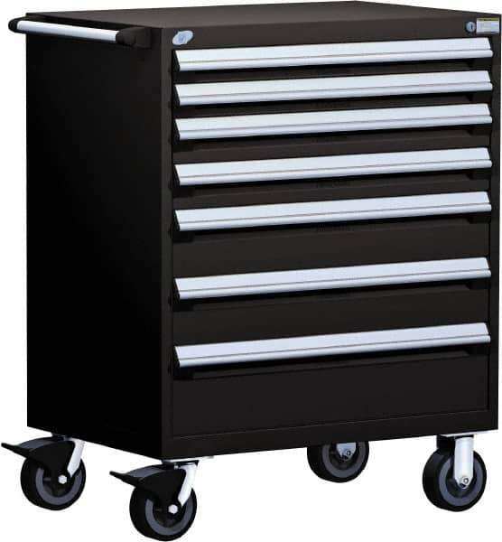 Rousseau Metal - 5 Drawer Steel Tool Roller Cabinet - 30" Wide x 45-1/2" High x 21" Deep, Ball Bearing Drawer Slides, Black - USA Tool & Supply