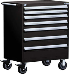Rousseau Metal - 5 Drawer Steel Tool Roller Cabinet - 30" Wide x 45-1/2" High x 21" Deep, Ball Bearing Drawer Slides, Black - USA Tool & Supply